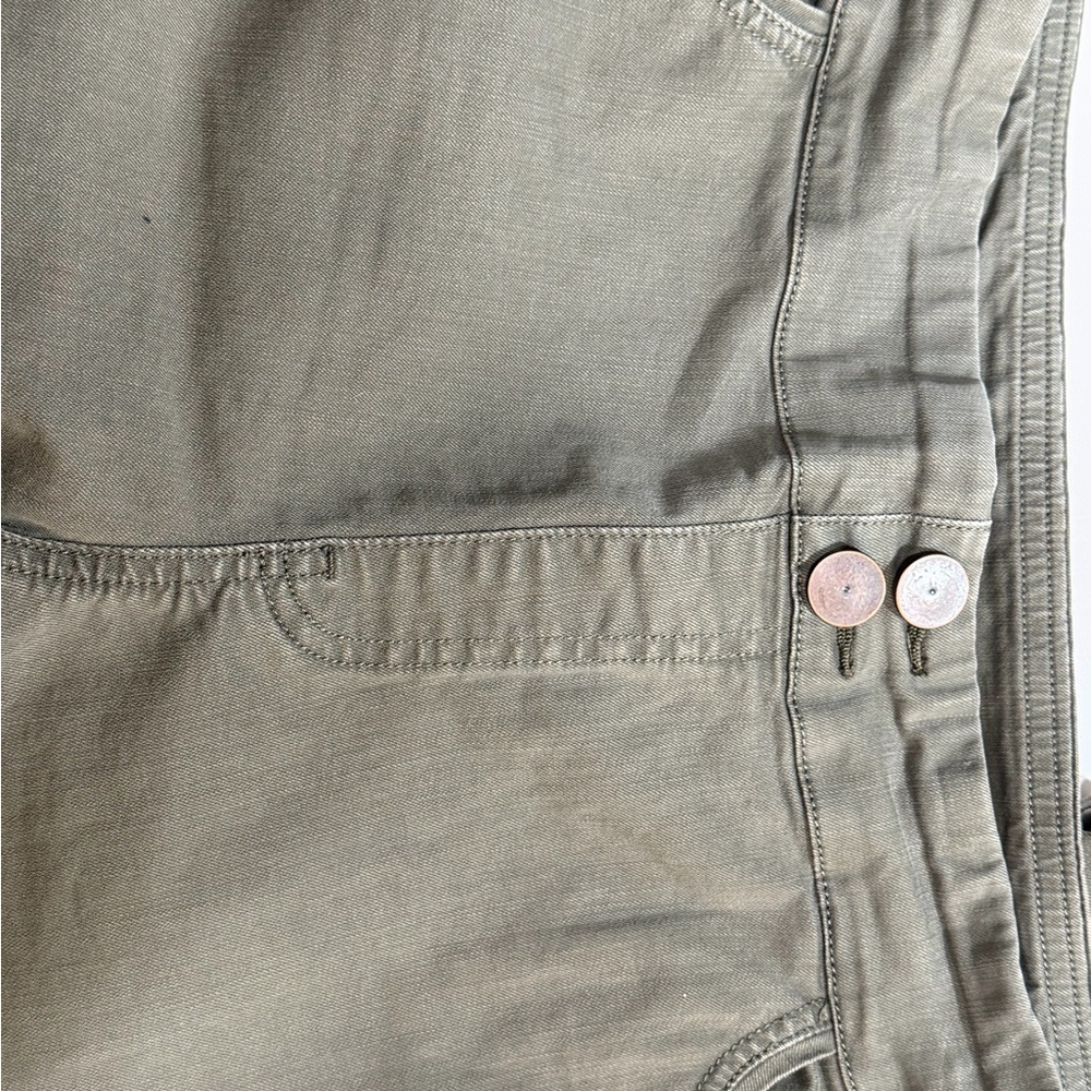 Soft Surroundings Olive Green Cropped Jeans with Embellished Ankles - Picture 3 of 10